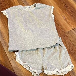 SHEIN Gray Kids Pajamas with Lace Trim